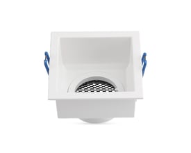 V-Tac Pro GU10 LED lampe i hvid firkantet aluminium, med dyb antiblænding og sorte lameller.