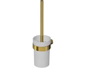 Gustavsberg Square toiletbørste i poleret messing med hvid holder, designet til vægmontering.