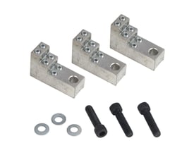 Schneider Electric klemmesæt til NSXm og PP-B, med tre klemmer og monteringsskruer og skiver.