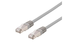 Deltaco Cat6a patchkabel på 20 meter i grå halogenfri LSZH-kvalitet med RJ45-stik i begge ender.