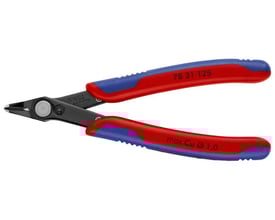 Detaljeret billede af Knipex afisoleringsværktøj, der viser to-komponent greb med mærkning '78 31 125' og 'max. Cu Ø 1,0'.