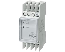 Siemens SENTRON sikringsmonitor T55 for 3-fasede systemer 380-415V med gennemsigtig hætte og monteringsskinne.