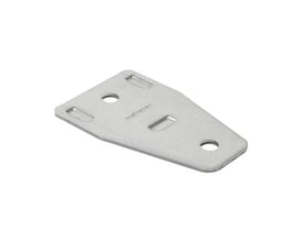 Walraven Rapidstrut BUP1000 T-forbinder i grå metalfinish, set skråt ovenfra med to runde huller og aflange prægninger.