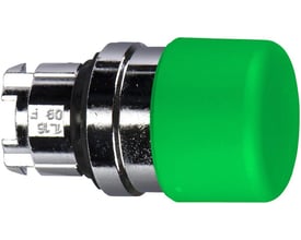 Schneider Electric paddetrykknap i grøn med 30mm diameter og fjeder-retur funktion, model ZB4BC34.