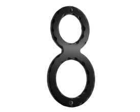 Smedbo husnummer 8 i sort smedejern med en mat finish, der viser to skruehuller til montering.