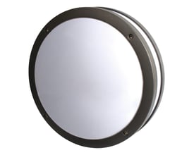 Scan Products Martina væglampe i antracitgrå aluminium med en diameter på 280 mm og IP54 klassificering.