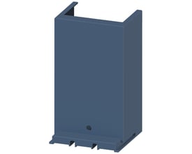 Siemens parallelstik med TS-klemme, 3-polet til 3RT2.4, fremstillet i blå plast med et detaljeret view af monteringsfoden.