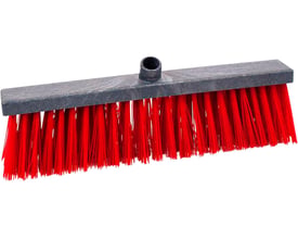 Roliba gadekost i plast uden skaft, 450 x 65 mm, med antracitfarvet hoved og røde børster.