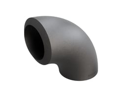 Indura 90 graders bøjning i stål P235GH-TC1 med dimension 76,1x10mm og radius 95mm.