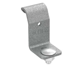 Lauritz Knudsen Konsolklemme 42 FZS i el-forzinket stål, vist med M8 skrue og møtrik monteret.