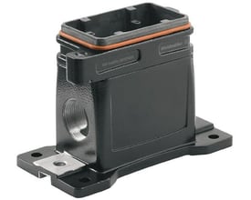 Weidmüller Sokkelhus HDC IP68 06B SS i sort aluminium med M20 gevind og orange tætningsring.