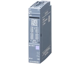 Siemens SIMATIC ET 200SP analog input modul AI 2XU standard med 16bit opløsning, grå plast og tydelig mærkning.