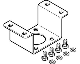 Festo montagebro DARQ-K-X1-A1-F05-30-R1, en L-formet metalbeslag med monteringshuller og en cirkulær åbning.