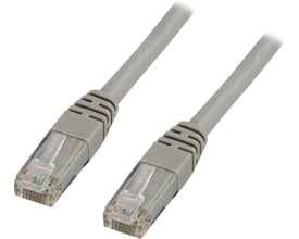 Deltaco Cat6 patchkabel på 0,3 meter i grå, halogenfri LSZH-version med to RJ45-stik.