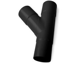 Plastmo grenrør i sort plast med dimensionerne 110x110mm og en vinkel på 60 grader, ideel til tagrender.