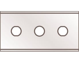 Tre skarpe knivblade af stål med runde huller, 43x22mm, til Martor Mobilex sikkerhedskniv.