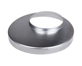 Plastmo brøndkrave i zink med dimensioner på 90 mm indvendigt og 150 mm udvendigt, vist isoleret på hvid baggrund.