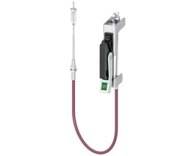 Siemens driftenhed med Bowdenkabel Max-Flex operatør, 0,9m. Komplet sæt med plasthåndtag, hvor grøn angiver OFF-position.