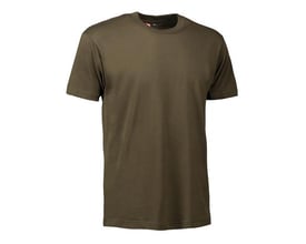 ID Identity T-TIME® T-shirt i olivenfarve, størrelse S, med rund hals og kort ærme.