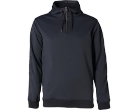 Sort Kansas Crafted Gore Windstopper-hættetrøje i størrelse L, vist forfra med hætte, snoretræk og kort lynlås.