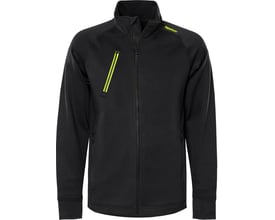 Kansas Polartec® fleecejakke i sort til herrer, model 300490-940, med lynlås foran og en skrå lynlåslomme på brystet med neon detaljer.