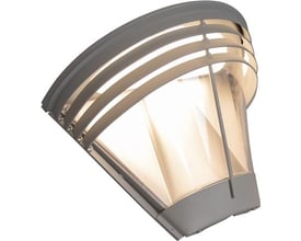 Hide-a-lite Pave Deco IV vægarmatur i gråt med buet skærm, vandrette lameller og opalt glas.