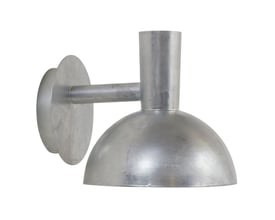 Nordlux Arki væglampe i galvaniseret stål, vist isoleret på hvid baggrund, med fokus på materialet.