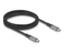 DeLock USB-C 40 Gbps kabel i sort med to USB-C han-stik, 2 meter langt og egnet til PD 3.1 240W opladning.
