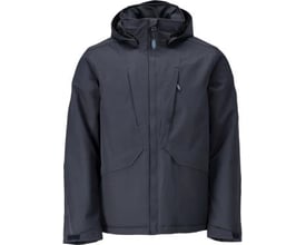 Mascot vinterjakke i mørk marine, størrelse 4XL, med aftagelig hætte og flere lommer, lavet af slidstærkt og vandtæt stretch-materiale.