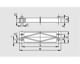 Tekniske tegninger af afstandsklods f/bps 33/31 BN31/33 med præcise dimensioner og monteringshuller vist.
