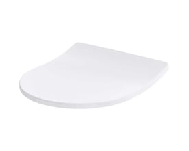 Lukket TOTO RP Compact slim toiletsæde i hvidt hårdt plast, der viser dets elegante og kompakte form.