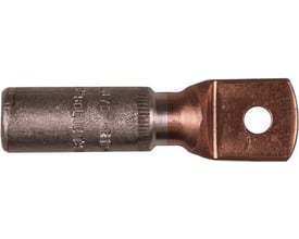 Elpress Al/Cu-kabelsko AKK70-10 til 70mm² og 95mm² ledere med M10 laske, vist fra siden med detaljeret prægning.