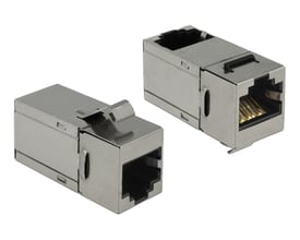 Delock Keystone modul RJ45 jack til RJ45 jack Cat.6 i sølv metal med skjermede stik, der kan klikkes ind.