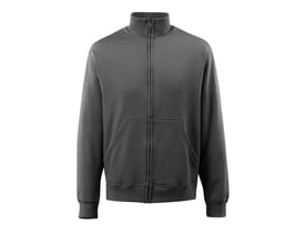 Komplet frontend-visning af Mascot sweatshirt i mørk antracit, 4XL, der fremhæver den moderne pasform, lynlåsen og ribkanter.