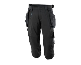 Mascot knickers i sort, model C51, vist fra siden med fokus på de aftagelige hængelommer og 4-vejs strækstof.