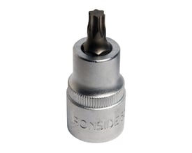 Ironside T40-top til Torx-skruer med 1/2" tilslutning og matforkromet overflade, set forfra.