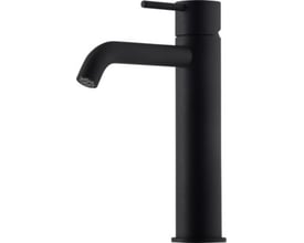 Mora Inxx II Soft Medium håndvaskarmatur i mat sort messing med en mellemhøj, stilren form og 5 liters perlator.