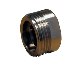Hanestrom overgang i bronze med udvendig 3/4" og indvendig 1/2" gevind, vist isoleret på hvid baggrund.