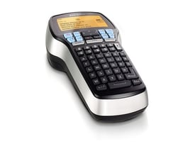 Dymo LabelManager 420P etiketmaskine i sort og sølv med tastatur og bagbelyst display.