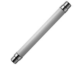 Eaton mellemspændingssikring DCR 2443, 24KV, 31.5AMP, med forseglet striker og 2" DIN montering, vist i fuld længde mod hvid baggrund.