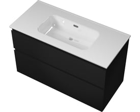 Sanibell Proline møbelsæt, 101x46cm, matsort med 2 softclose skuffer og integrerede greb.