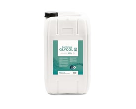 Earthcare monopropylenglykol med 40 % koncentration i en hvid dunk med grønt mærkat og sort skruelåg, 25 l.