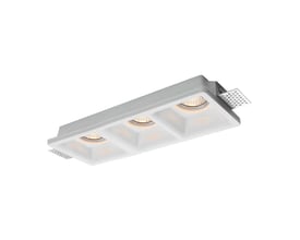 V-TAC Pro serie 3xGU10 lampe i firkantet, hvid gypsum med synlige lamper, vinklet fra højre.