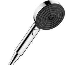 Hansgrohe Pulsify Select 105 håndbruser i krom med 105 mm diameter og Select-knap til tre stråletyper.