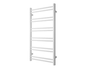 TVS Duo håndklædetørrer 920x500 mm i mat hvid RAL 3001, med 12 vandrette rør og en 470 mm center afstand.