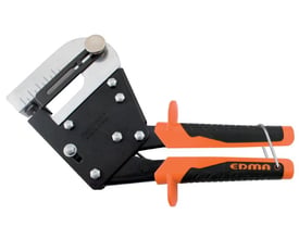 Lokketang med 5 stempler til aluminium, blik og stål. Mærket EDMA og fremstillet i Frankrig, med orange håndtag og måleskala.