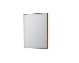 Sanibell INK SP32 spejl i børstet kobber, 60x80 cm, med indirekte LED-belysning langs kanten.