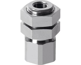 Festo holder ESH-HA-6-G til vakuumsuger, viser metallet med sekskantede samlinger og vakuumtilslutning foroven.