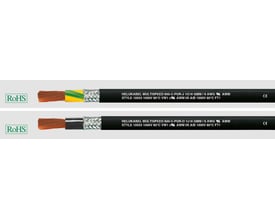 To HELUKABEL MULTISPEED 600-C-PUR kabler side om side, viser deres opbygning med kobberleder, isolering og skærm.