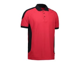 ID Identity Poloshirt Pro i rød og sort til herrer i størrelse L, fremstillet af slidstærkt materiale med tofarvet design.